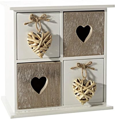 Houten Sieradenkist - Decoratieve Box - Sieraden Opbergen - Stevige Constructie - 21x10x21cm - Wit