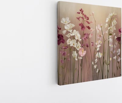 Saammp Canvas Schilderij - Kleurrijk bos bloemen - Natuur - Landschap - 20x20 - Foto op canvas - Wanddecoratie - Muurdecoratie Woonkamer - Slaapkamer decoratie - Canvas Print