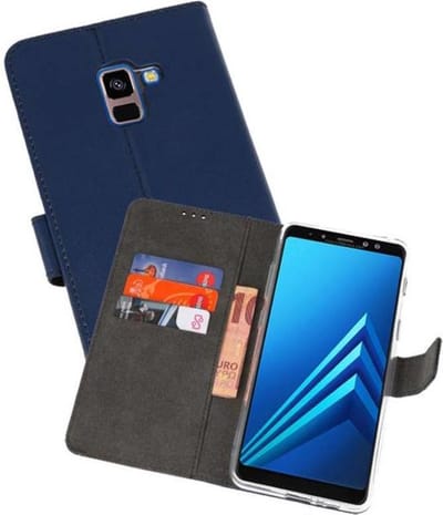 Booktype Telefoonhoesjes - Bookcase Hoesje - Wallet Case - Geschikt voor Galaxy A8 Plus 2018 - Navy