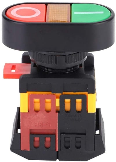 Dual Push Button Schakelaar met LED Licht - Momentary NO + NC - Rood of Groen - 220V, 74x55x29mm