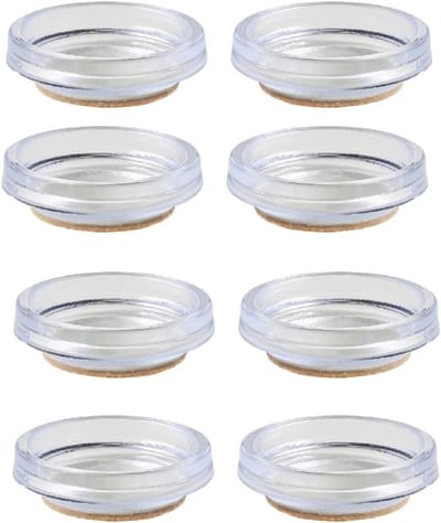 Castor cups met viltpad, buitenmaat 65 mm, transparant, pak van 8 stuks