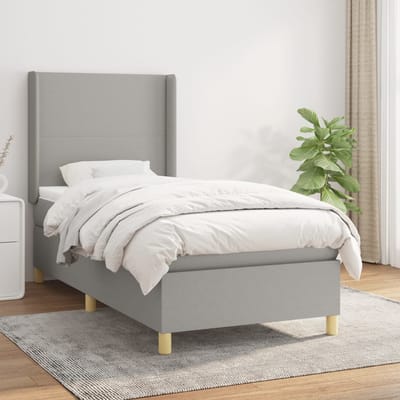 vidaXL - Boxspring - met - matras - stof - lichtgrijs - 80x200 - cm
