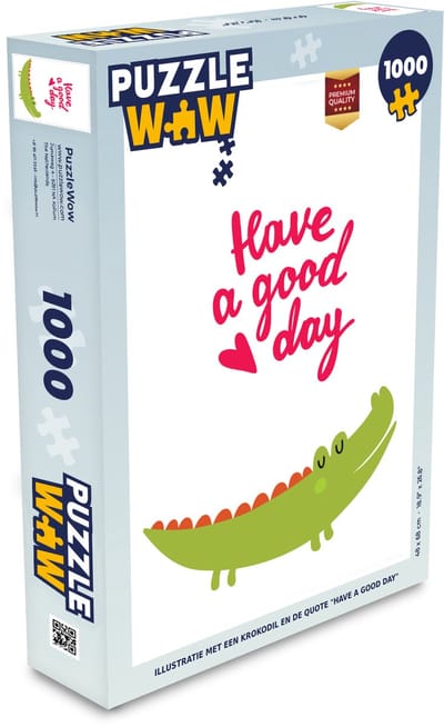 Puzzel Illustratie met een krokodil en de quote "Have a good day" - Legpuzzel - Puzzel 1000 stukjes volwassenen