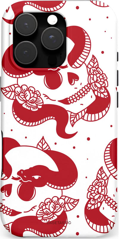 Casetastic hoesje geschikt voor Apple iPhone 16 Pro - MagSafe - Dubbellaagse bescherming - Beet van de nacht - Fashion Case - Wit Rood Lichtroze