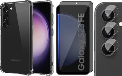 Hoesje geschikt voor Samsung Galaxy S23 FE - Privacy Screenprotector Volledig Dekkend Glas & Camera - Shockproof Transparant