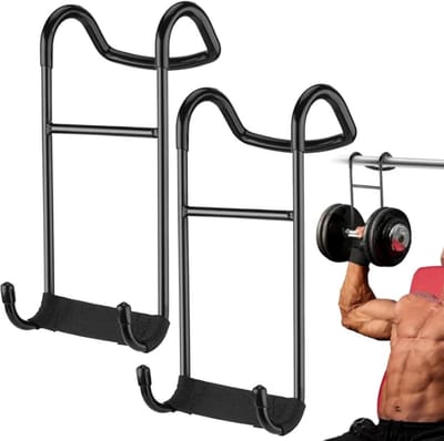 QSLKI 2PCS Dumbbell Stand, Belastingscapaciteit Binnen 102kg, Dumbbell Haken Zwaar Voor Barbell, Fitness, Borst, Schouder Workouts Met Polsriemen, Haken Voor Bankpers Fitness Gewichtheffen
