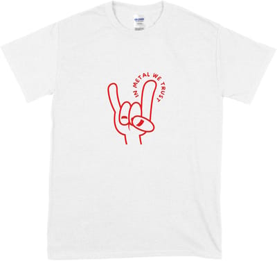 T Shirt Dames en Heren - Muziek Metal Rock - Tekst en Print - Wit - S