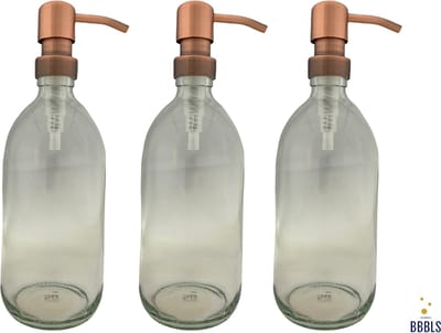 BBBLS® Design Dispenser 3 stuks Giftset "Blanco" | Transparant Kunststof | 500ml | RVS / Metaal Pomp Koper | Zeeppomp | Zeepdispenser | Zeephouder