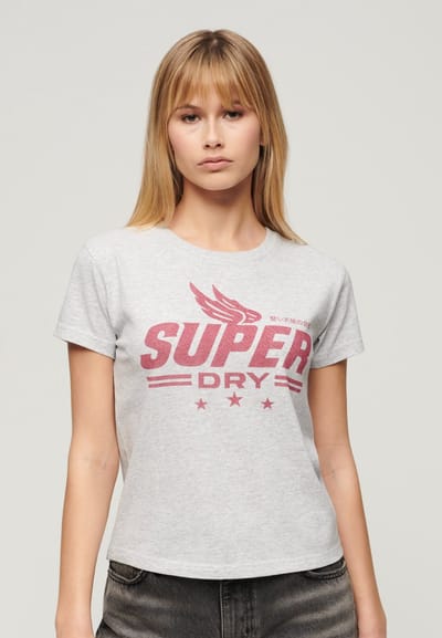 Superdry - T-shirt met Archive Kiss-print - Dames - T-shirts