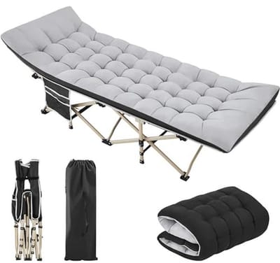 Veldbed met Matras - Inklapbaar Campingbed met Draagtas en Zijzakken - 191 x 67 cm - Tot 150 kg