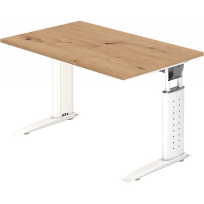 UNDA 12 W | Bureau - 120x80 Tafelhoogte I In hoogte verstelbaar Essen-Eik/Wit