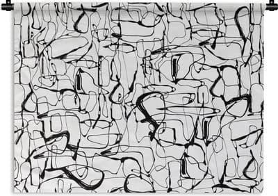 Wandkleed - Wanddoek - Line Art - Abstract - Patronen - Zwart Wit - 60x45 cm - Wandtapijt