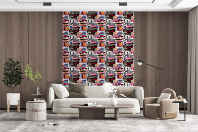 Behang - Fotobehang Basketbal - Quotes - Patroon - Alfabet - Breedte 165 cm x hoogte 220 cm