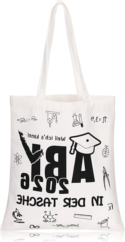Canvas Afstudeertas met Tekst "Afstuderen 2026 in de Tas" - Ideaal Cadeau voor Afgestudeerden op de Laatste Schooldag, Duurzaam en Stijlvol Ontwerp