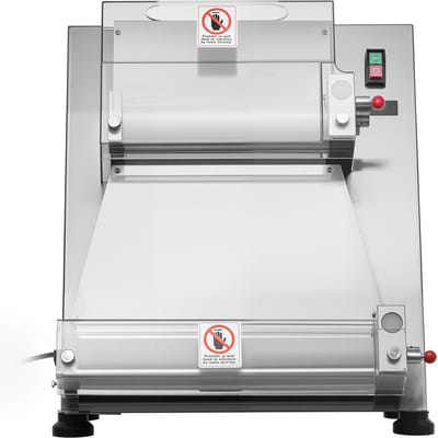 Elektrische Pizzadeegpers 355,6 Mm met Roestvrijstalen Persplaat, 390 W Broodpers voor Professioneel Gebruik, Deegvormmachine met Instelbare Dikte En Persdeksel