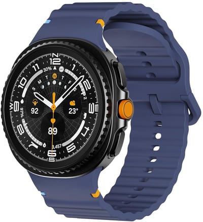 Siliconen bandje - geschikt voor Samsung Galaxy Watch 8 (40mm) / Galaxy Watch 8 (44mm) / Galaxy Watch 8 Classic - wave met gespsluiting - donkerblauw