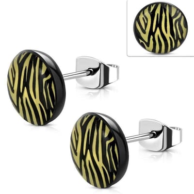 Aramat Jewels | Oorbellen | Zebra Strepen Oorbellen van Aramat Jewels® | | | |10mm | Staal | Kinderen, Volwassenen | Verkleurd niet
