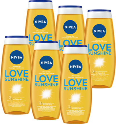 NIVEA Love Sunshine Douchegel – Shower Gel Met Aloe Vera en Vitamines C en D - Voordeelverpakking - 6 x 250 ml