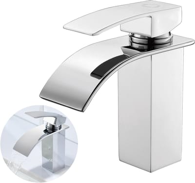 CECIPA Max Badkamerkraan - Wastafelkraan - Mengkraan - Watervalkraan - In Stevig Glanzend Messing - Waterbesparend - Chroom