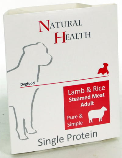 Natural Health Dog Steamed P&S Lamb & Rice omdoos 7x395 gram