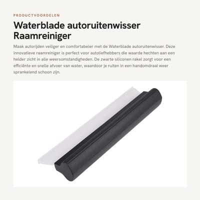 Dailygoods- Waterblade Gemaakt van Zwarte Siliconen - Raamwisser - Raamreiniger - Universele Montage - Afmetingen 26,5 x 7,5 x 3,8 cm - Lichtgewicht 130 gram