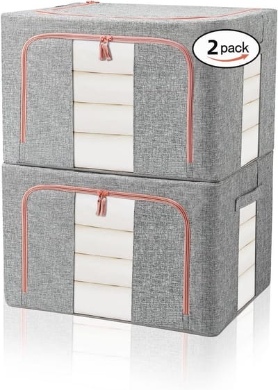 Opvouwbare Stalen Frame Opbergboxen - Transparante Vensters en Handgrepen - 2 Pack - Waterdicht - Voor Kleding, Beddengoed & Meer