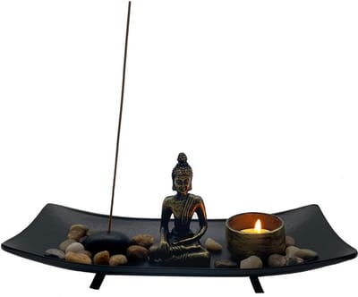 Zen Tuin Set - Meditatie Decoratie - Ontspannen Thuis - Compleet Boeddha Arrangement - 27 cm Lengte - Niet Van Toepassing