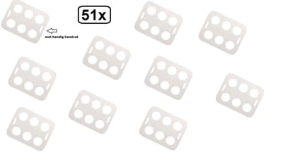 51x Draag tray karton 6-vaks wit met handige handvaten - Draag tray bier frisdrank koffie wijn bier feest apres ski gele rakker festival party carnaval