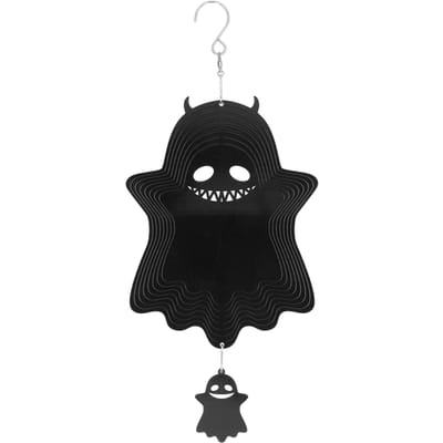 Geest Windgongen Roestvrij Staal Windbel 3D Geest Windmolens Halloween Ornament voor Tuin black