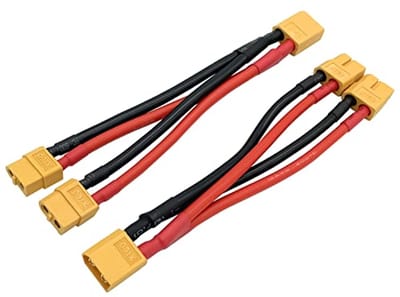 Batterij Connector Kabel - Y Splitter Adapter - Dubbele Looptijd - Parallelle Verbinding - 12 CM 12AWG - Zwart
