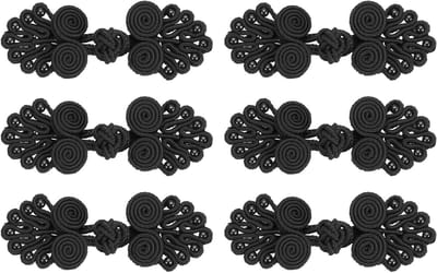 Zes Paar Chinese Knopen met Kralen voor DIY Naaiprojecten, Sluitingen voor Kappen en Kostuums, 0.98 x 2.36 Inch