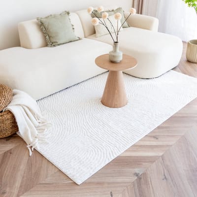 Scandinavisch vloerkleed Curve creme/wit - 140 x 200 cm - (S)