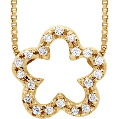 Bloemen halsband Diamonds 0,15 Cts Yellow Gold