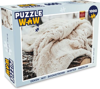 Puzzel Deken - Wit - Boomstronk - Winter - Sneeuw - Legpuzzel - Puzzel 1000 stukjes volwassenen - Kerstpuzzel - Kerstpuzzels - Kerst - Cadeau - Kerstcadeau voor mannen, vrouwen en kinderen