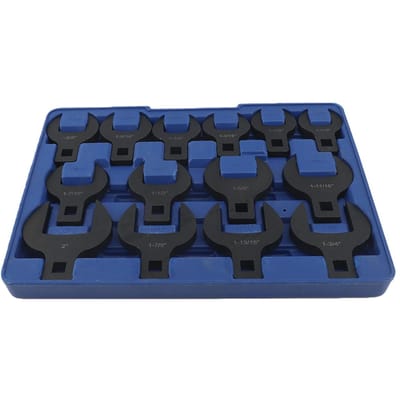 14 Pièces Têtes de Clé à Pied de Corbeau Acier 45 Jeu de Clés à Fourche Ouverte pour Écrous à Brides Entraînement 1/2 Pouce blue