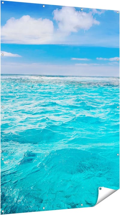 Gards Tuinposter Blauwe Caribische Zee Water - 120x180 cm - Tuindoek - Tuindecoratie - Wanddecoratie buiten - Tuinschilderij