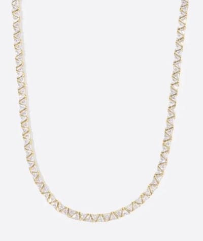 Merlie ketting - Luxe Triangle Tennis Chain - Goudkleurig met Zirkoon Steentjes - Elegant & Tijdloos Design