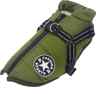 Warme Hondenjas Army groen Maat S - Gewicht Hond 1.5 - 2KG - Ruglengte 20cm + Borstomvang 30cm