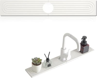 mat, 40 x 10 cm, spatbescherming, afdruipmat, steen, kiezelgoer, sneldrogend, waterabsorberende steen, voor gootsteen, droogmat, keuken, voor keuken en badkamer