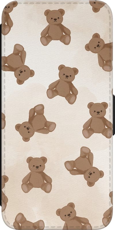 Leuke Telefoonhoesjes - Hoesje geschikt voor Samsung Galaxy S23 bookcase leer - Teddybeer - Teddybeer - Wallet Case met pasjeshouder - Print / Illustratie - Bruin