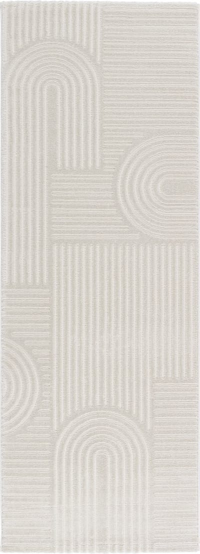 Modern Laagpolig Vloerkleed in Boho Stijl – 80 x 220cm – Crème – Premium Woonkamer Tapijt – Japans Design met Duurzame Jute onderkant