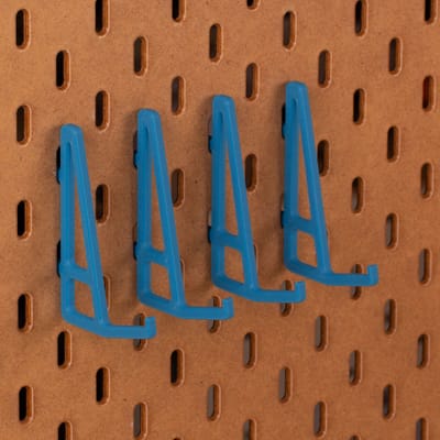 4-pack Toetsenbord- en fotolijsthouder voor Ikea Skadis pegboard - Blauw - Met opstaand haakje