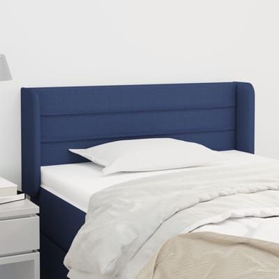 vidaXL - Hoofdbord - met - randen - 83x16x78/88 - cm - stof - blauw