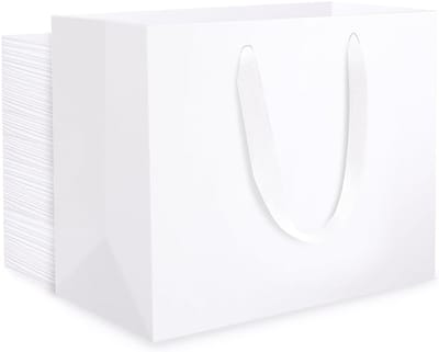 Set van 50 Witte Cadeautasjes van Stevig Karton met Handvatten
