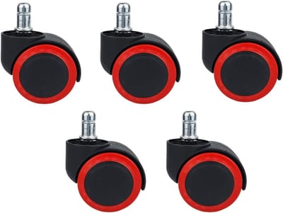 Stoelwielen Set - Zwenkwielen Bureau - Vloer Beschermen - Stille Beweging - 11mm x 20mm - Rood