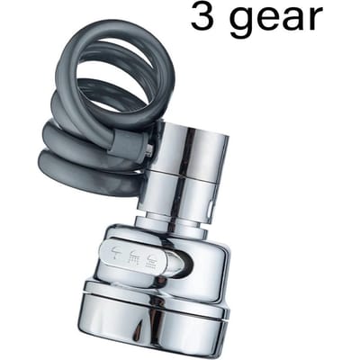 Robinet d'évier 3 modes Rotation à 360 degrés Tube d'extension Filtre Robinet Économiseur d'eau Gadgets et Accessoires Universels pour Cuisine argenté