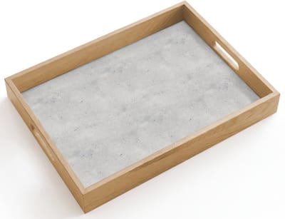 Dienblad hout 40x30 cm - Schootdienblad - Grijs - Beton - Neutraal - Borrelplank rechthoek - Plateau dienbladen