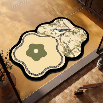Speciaal gevormde Bloem Badkamer Vloermat Wasruimte Deur Wassen Onder Antislip Absorberend Slijtvast Voetmat Deurmat 40 * 60cm [Diatom mud 2.5mm]