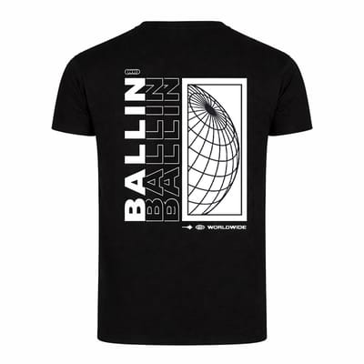 Heren Tee SS met Ballin Est. 2013 Backprint World Shirt Print - Zwart - Maat XXL