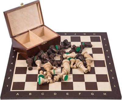 Professionele Schaak Set WENGE - Houten Schaakbord en Figuren - Staunton 5